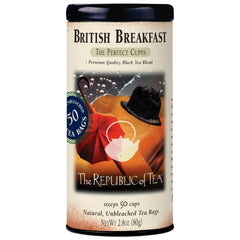 The Republic of Tea British Breakfast tin with premium black tea leaves for a bold start