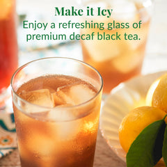 The Republic of Tea label shows decaf and gluten-free ingredients.
