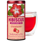 The Republic of Tea hibiscus strawberry tea bags for caffeine-free enjoyment