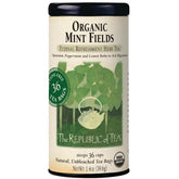 The Republic of Tea Organic Mint Fields tea bags close-up, refreshing afternoon ritual.