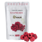 The Snack Haus freeze-dried raspberries pack showing real fruit crunch for a wholesome snack