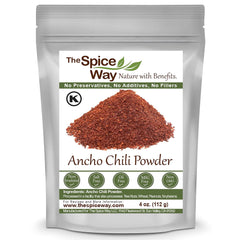 The Spice Way ancho chile powder jar showcases pure flavor for authentic cooking.