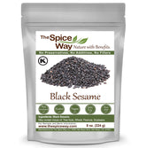 The Spice Way Black Sesame Seeds package, front view, ready for pantry storage.