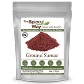 The Spice Way ground sumac spice jar adds bright tartness to dishes.