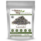 The Spice Way lavender flowers in a tea setup, offering fragrant, calming aroma.