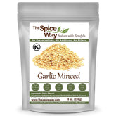 The Spice Way minced garlic US grown 8 oz for easy seasoning.