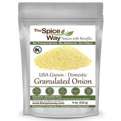 The Spice Way Onion Granules bottle for easy, robust flavor in everyday cooking.