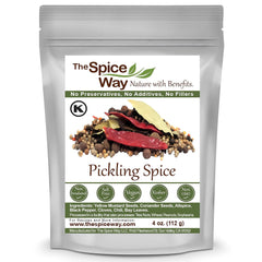 The Spice Way Pickling Spice jar shows a premium blend for crisp pickles.