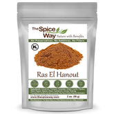 The Spice Way Ras El Hanout spice blend in a resealable bag offers fresh flavor.