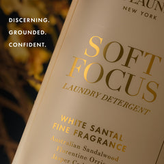 Soft Focus fragrance swirl highlights White Santal notes for mood enhancing laundry.
