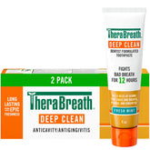 TheraBreath Deep Clean toothpaste 2-pack front view with fresh mint aroma.