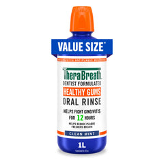 TheraBreath Healthy Gums Rinse bottle for daily gum care and fresh breath.