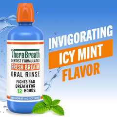 TheraBreath icy mint pour showing quick, mess-free application.