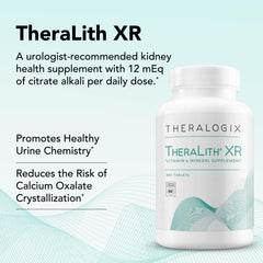 Theralogix TheraLith XR bottle label highlighting potassium, magnesium, B6 for citrate alkali.