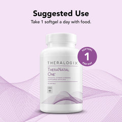 Theralogix TheraNatal One ingredients label showing premium prenatal nutrients.