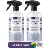 Therapy stainless steel cleaner two-pack bottles restore shine and banish fingerprints.