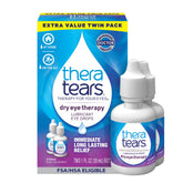 TheraTears dry eye therapy bottle close-up showing soothing hydration