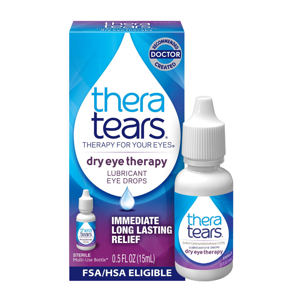 TheraTears Dry Eye Therapy bottle for soothing, long-lasting relief.