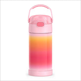 THERMOS FUNTAINER pink ombre bottle front view shows compact kid-friendly design and cool drinks.