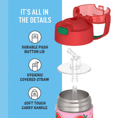 THERMOS FUNTAINER removable straw for easy cleaning.