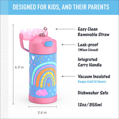 THERMOS FUNTAINER straw-lid design makes sipping easy for active kids.