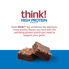 think! Brownie Crunch bar cross-section reveals chewy texture and almond crunch