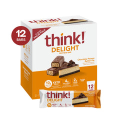 Think! Delight packaging photo featuring 12-count box for keto-friendly snacks on the go.