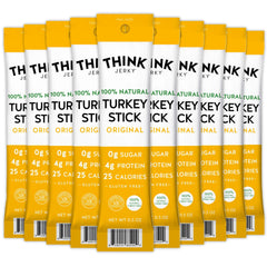 Think Jerky turkey sticks pack front displays gluten-free keto-friendly snack for on-the-go meals