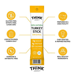 Think Jerky turkey sticks texture close-up shows wholesome ingredients and bold flavor potential