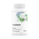 THORNE 5-HTP bottle with clear packaging signaling sleep support.