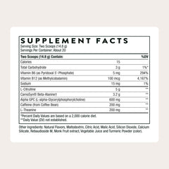 THORNE pre-workout scoop close-up showing precise dosing for consistent performance.