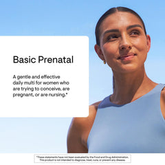 THORNE Basic Prenatal ingredient label closeup highlights 18 vitamins and choline.