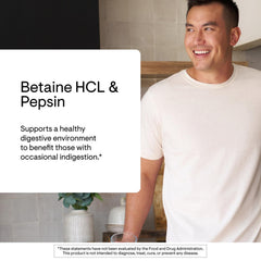 THORNE Betaine HCl & Pepsin capsules closeup highlights digestive enzyme activity