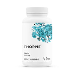 Thorne Biotin bottle front for hair, skin, and nails support.