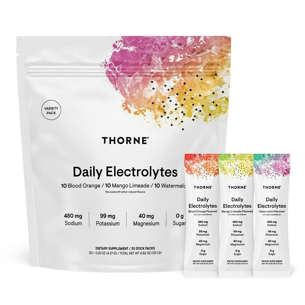 THORNE Daily Electrolytes stick-pack ready for on-the-go hydration during workouts