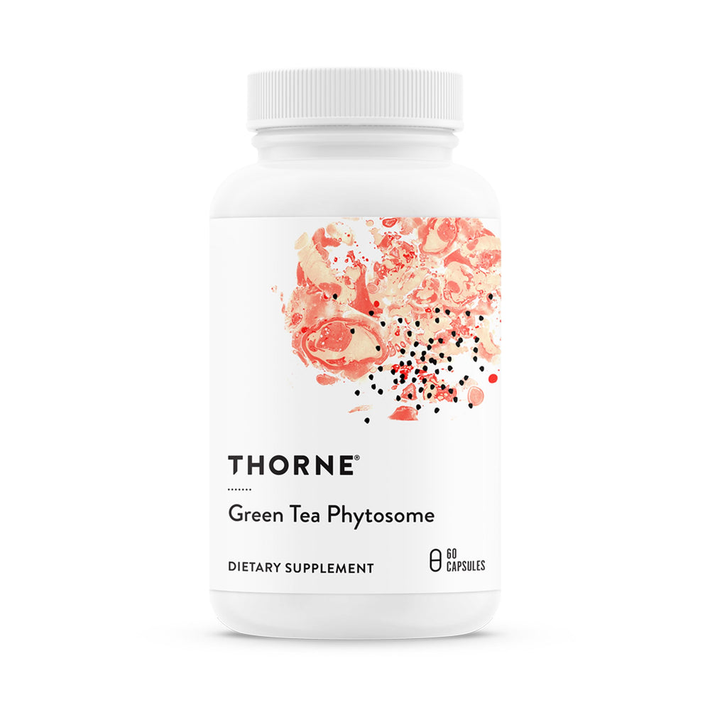 Thorne Green Tea Phytosome bottle front highlighting caffeine-free antioxidant support