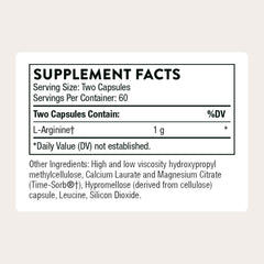 THORNE L-Arginine Sustained-Release capsules close-up, easy daily dosing.