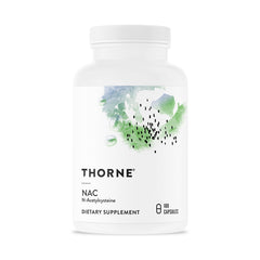 Thorne NAC 500mg bottle front shows a trusted immune support option.