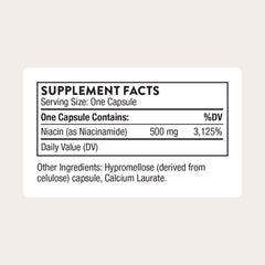 THORNE Niacinamide label closeup shows third-party certification and gluten-free formulation