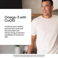 THORNE Omega-3 with CoQ10 pouring from bottle into hand for daily use