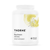 THORNE Plant Protein Vanilla tub showing complete amino acids for daily support.