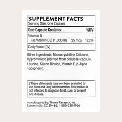 Close-up of Thorne Vitamin D-1000 capsules for daily supplementation.