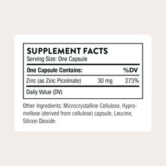 THORNE zinc picolinate capsules close-up for daily immune support.