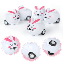 Three Otters bunny-shaped pull-back car for extended play.