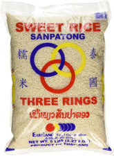 Three Rings Thai Sticky Rice pack for authentic steaming and sticky rice dishes
