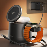 ThreeKey MFi Qi2 3-in-1 charging station top view for organized charging