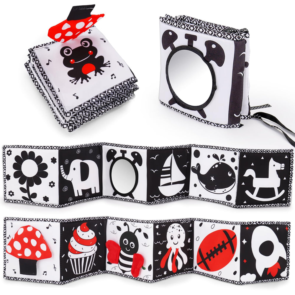 Thremhoo black and white high-contrast soft book for babies to support visual engagement in early months
