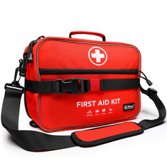THRIAID first-aid kit interior pockets neatly labeled for fast access