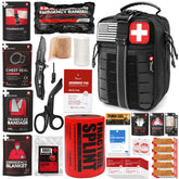 THRIAID Survival First Aid Kit in a MOLLE pouch for quick field access.