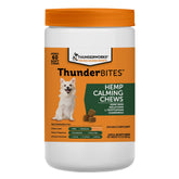 ThunderBites calming chews bottle promotes easy stress relief for dogs.